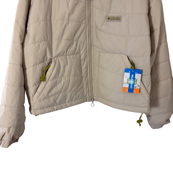 NWT Columbia Heritage Wallowa Insulated Cropped Puffer Jacket Large Beige Green - Picture 5 of 16
